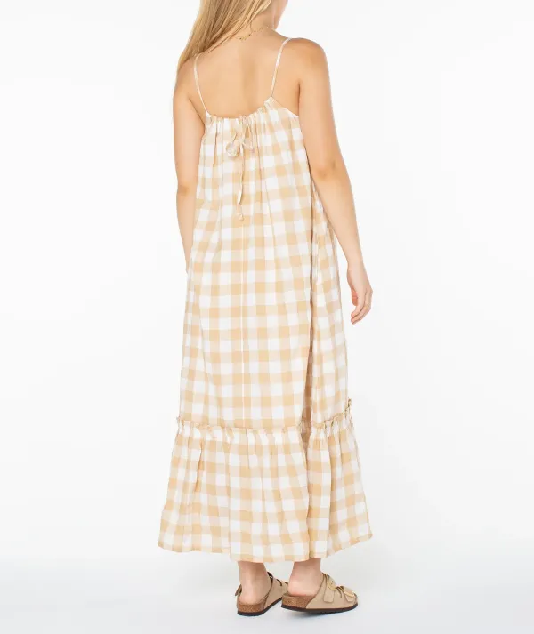 Checkered Bandeau Casual Dress