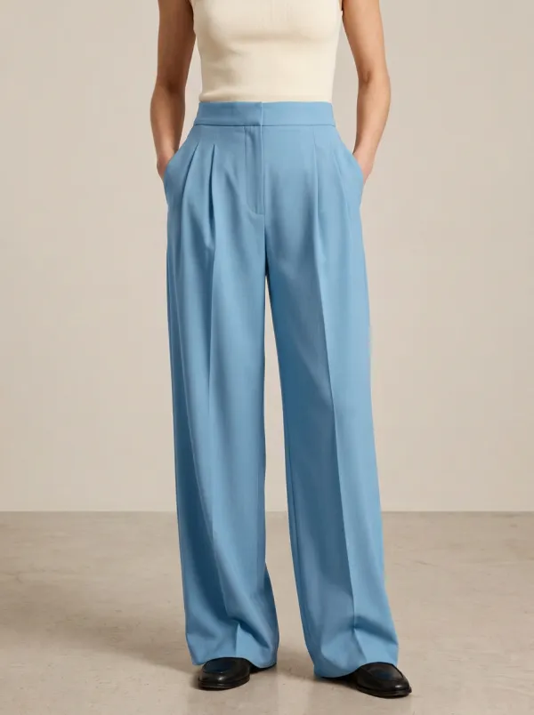 Easygoing Pleated High Rise Wide Leg Pants