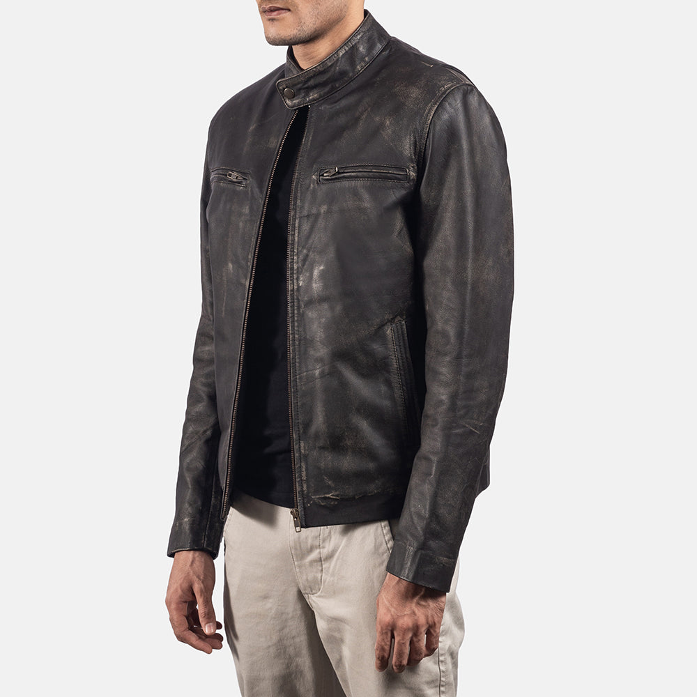 Men's Classic Field Style Biker Leather Jacket