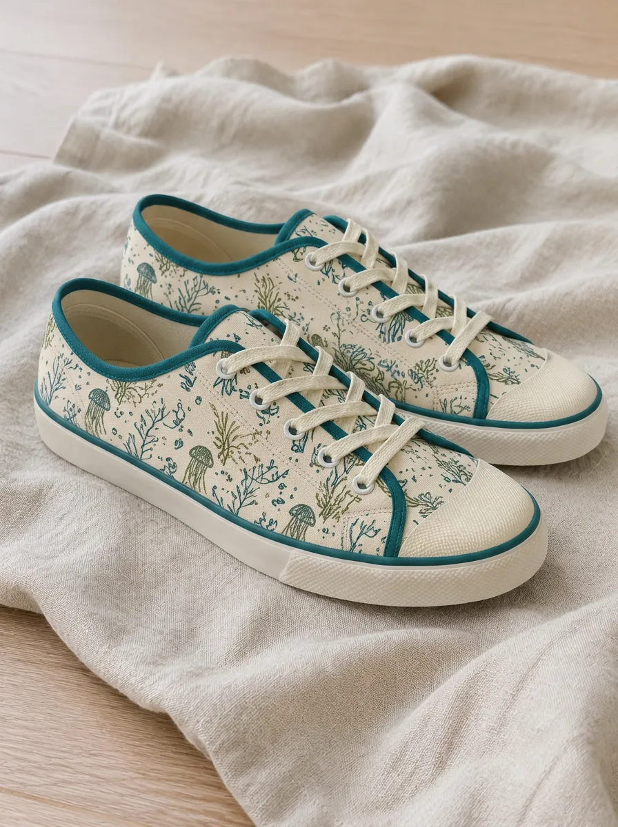 Unisex Modern Ocean Lover Jellyfish Patterned Canvas Shoes