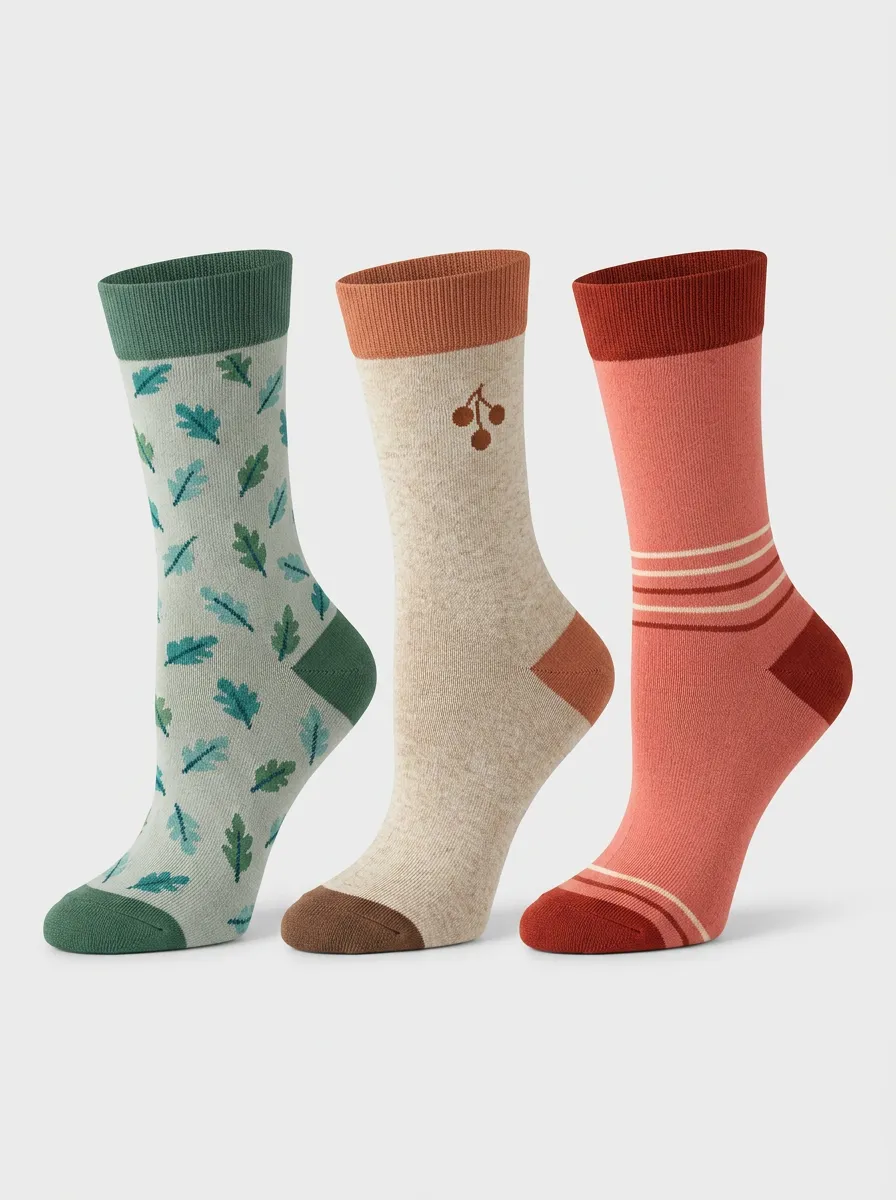 Fruit Botanical Women's Three-Pair Crew Socks