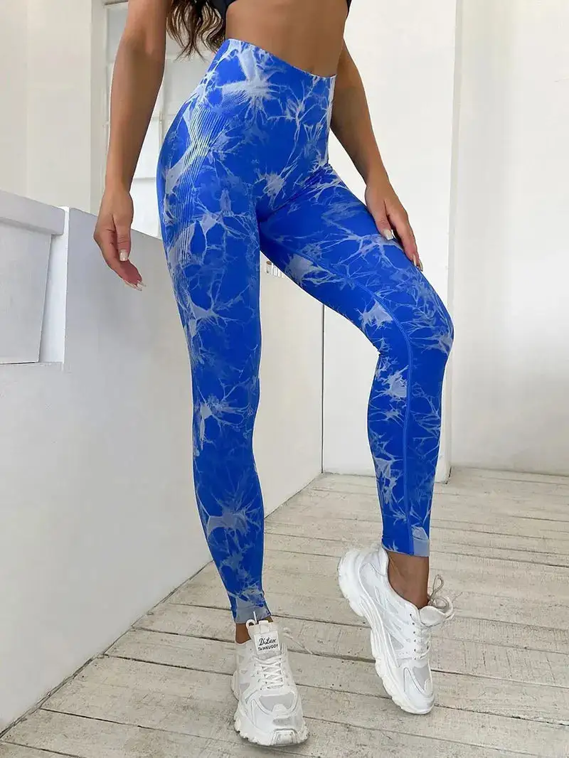 Seamless Fitness Gym Leggings Tie Dye Yoga Pants Tights High Waist