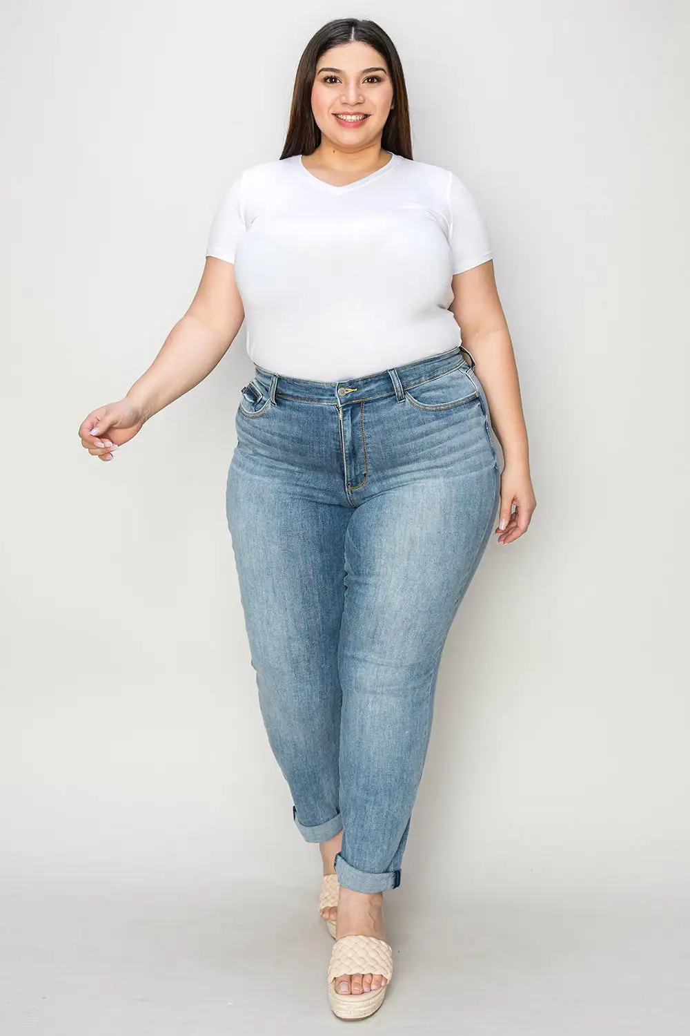 Clean Cuffed Denim Jeans