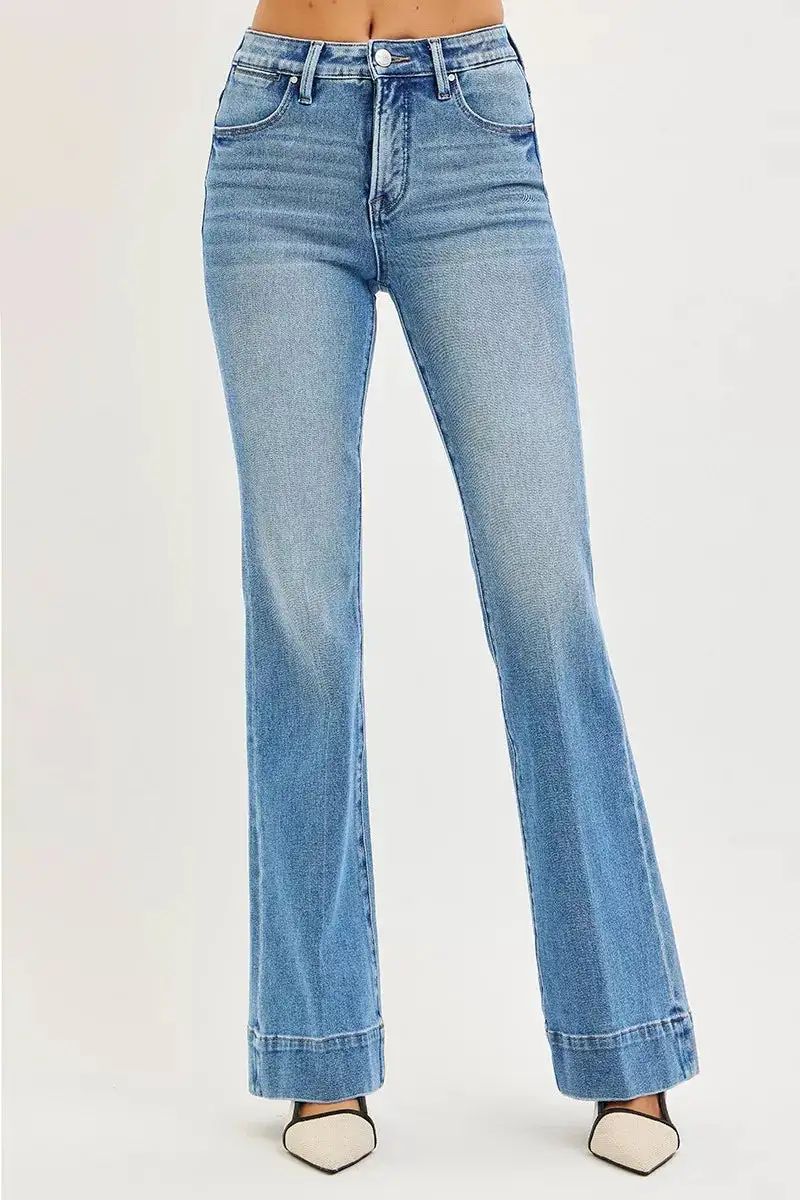 Denim Mid Rise Flared Pocketed Jeans