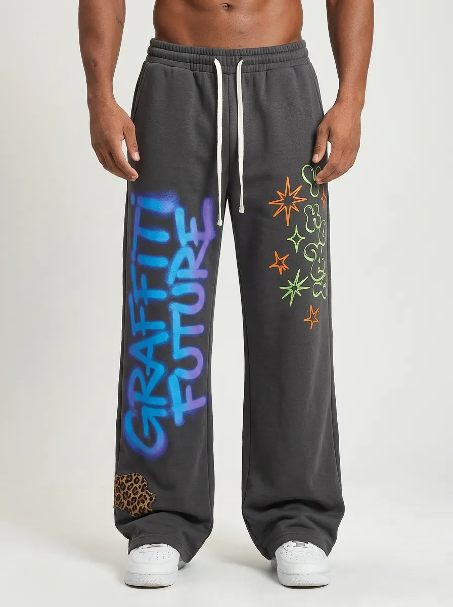 Men's Streetwear Graffiti Future Star Printed Sweatpants