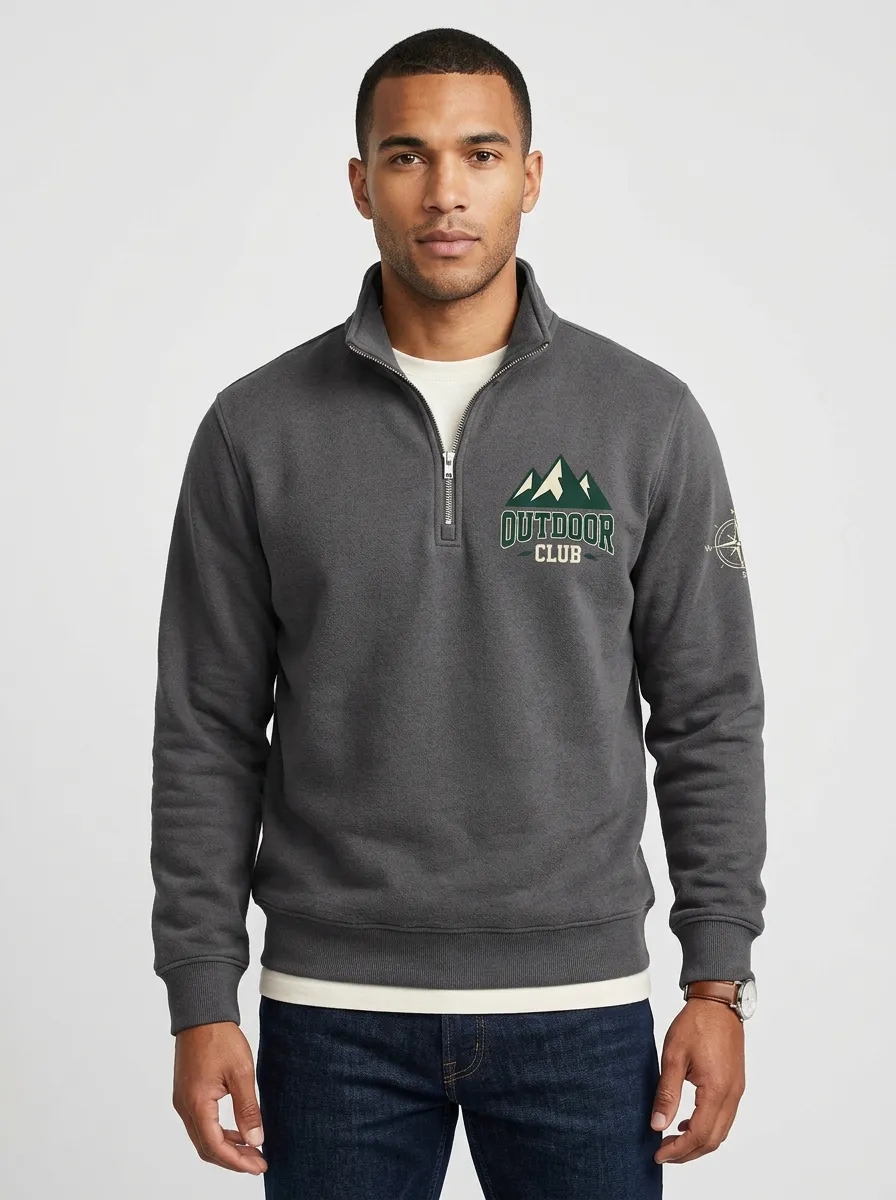 Men's Outdoor Club Mountain Compass Quarter Zip Sweatshirt