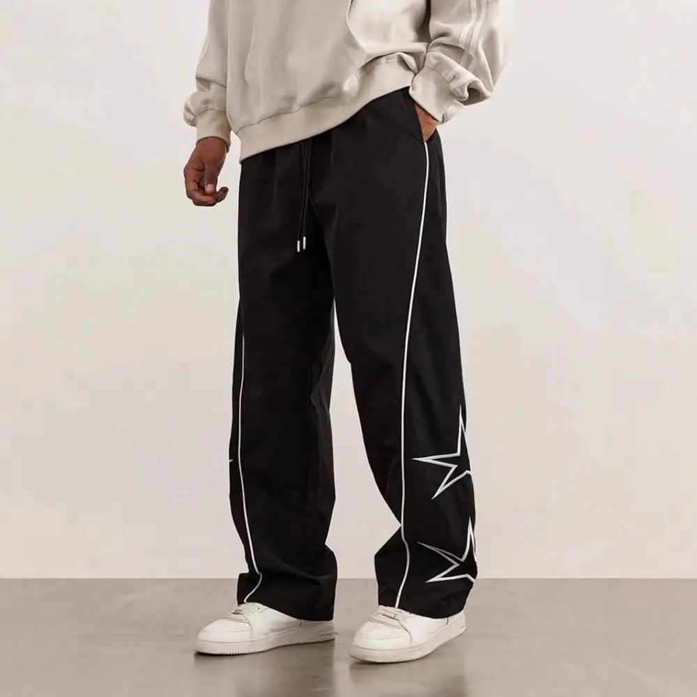 Retro Star Contrast Stripe Casual Pants