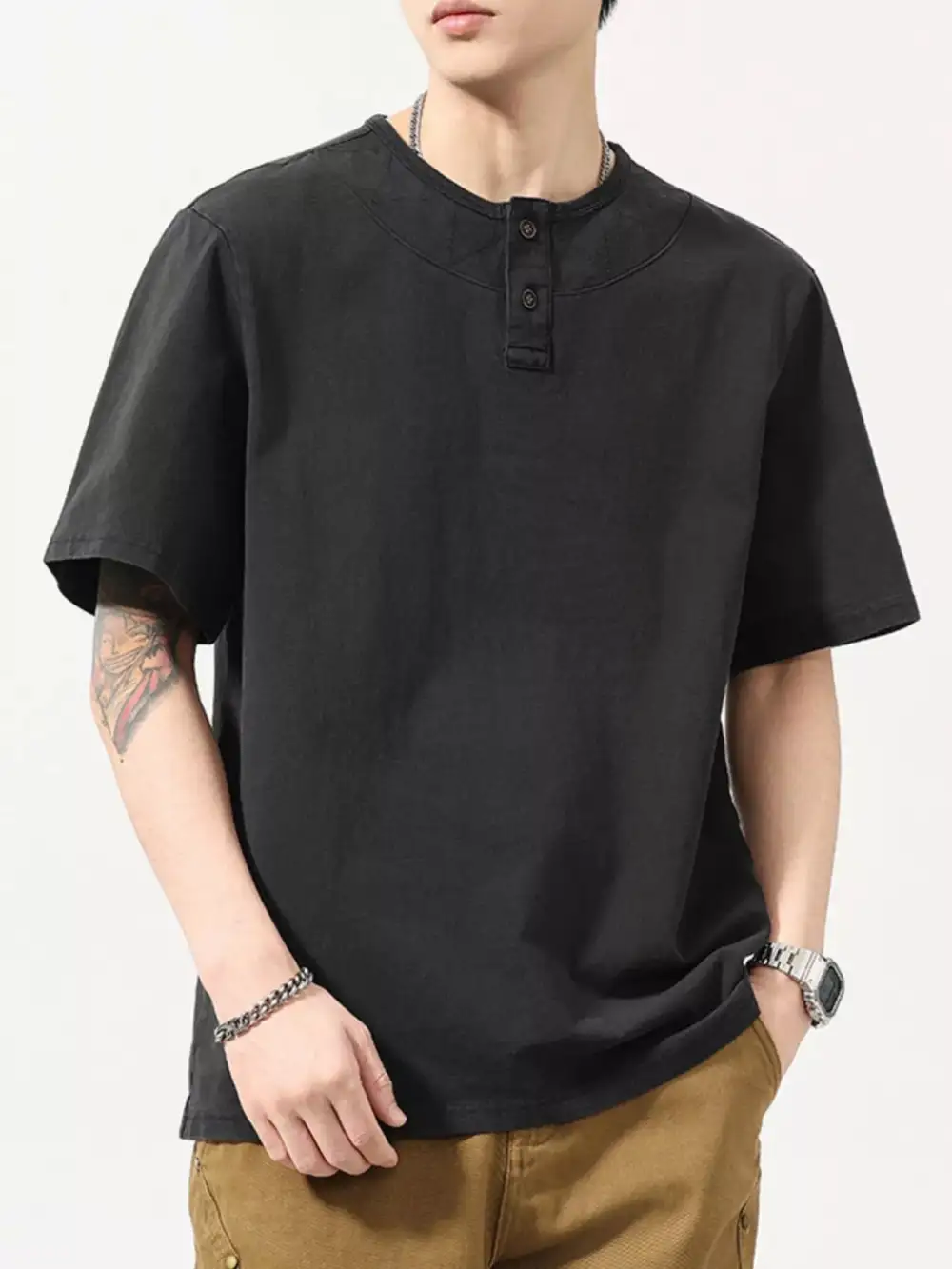 Smooth Round Neck Short Sleeve T-Shirt
