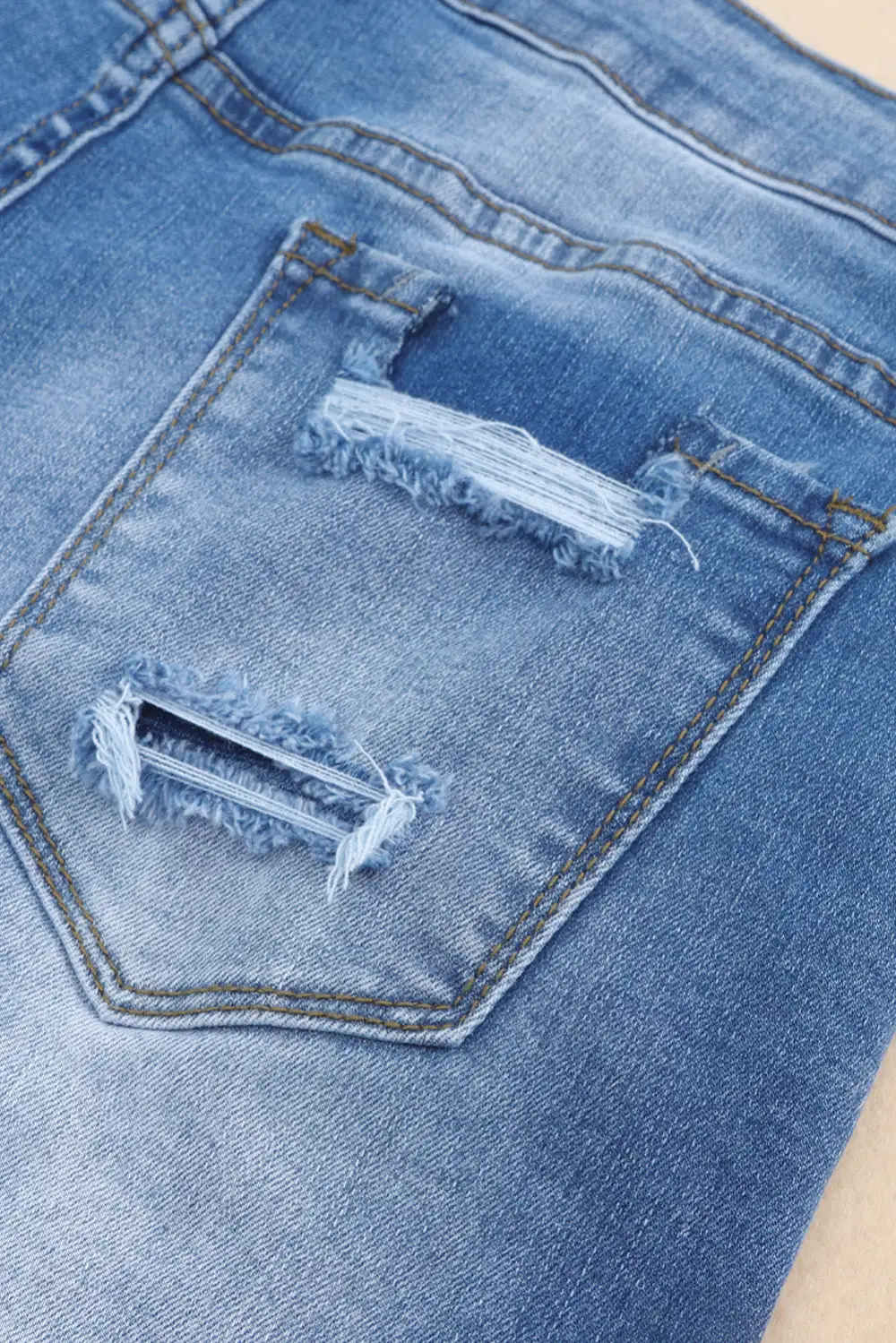 Sky Blue Vintage Distressed High Waist