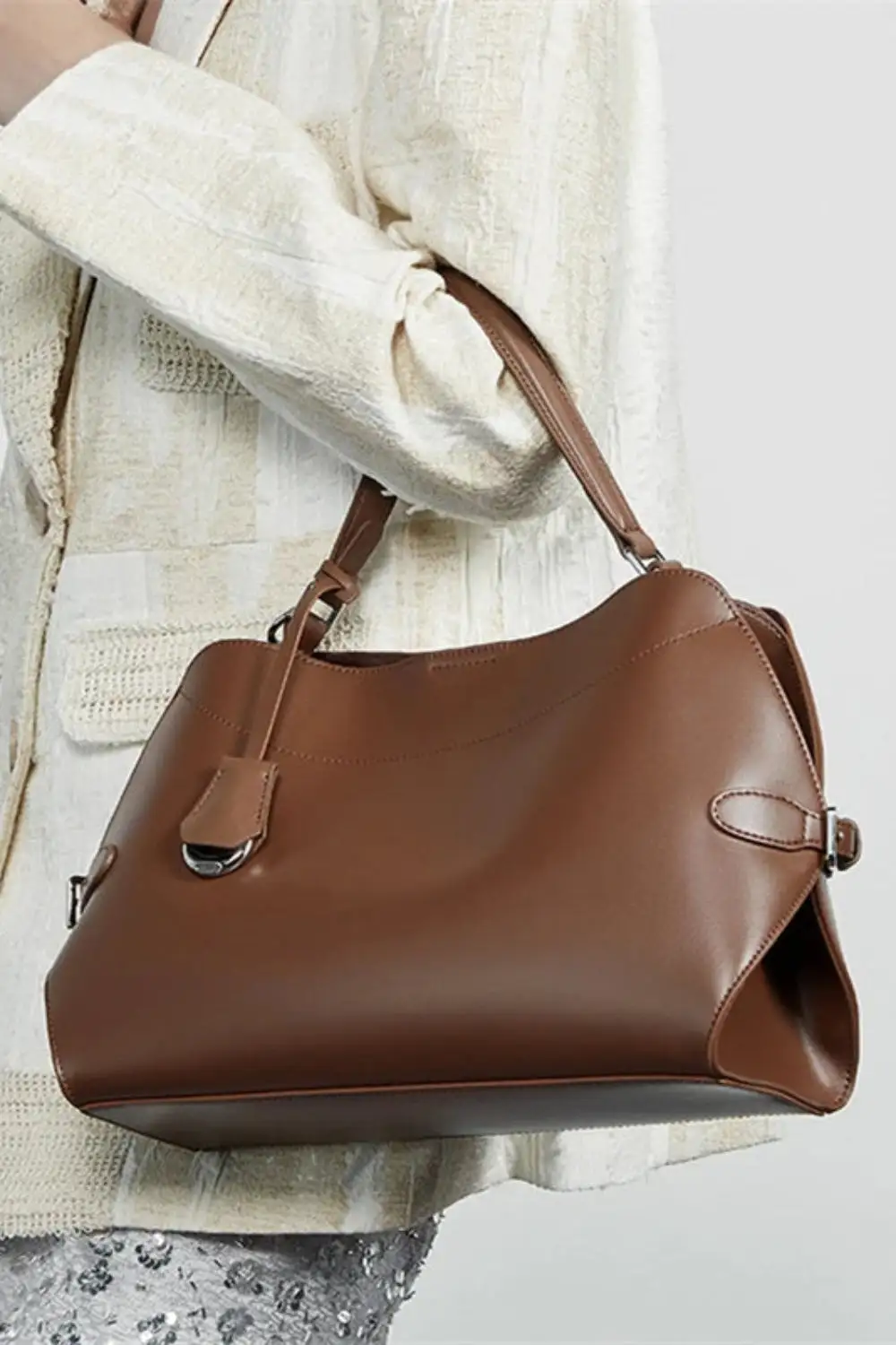 Genuine Leather Satchel Bag – Chic Soft-Structured Handbag for Everyday Elegance