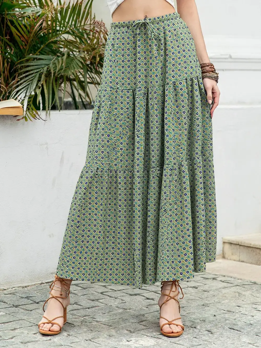 Subtle Printed Drawstring Skirt