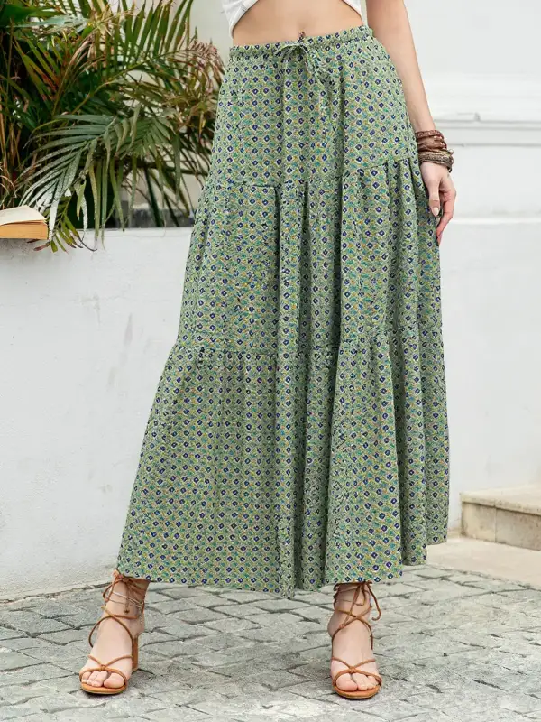 Subtle Printed Drawstring Skirt