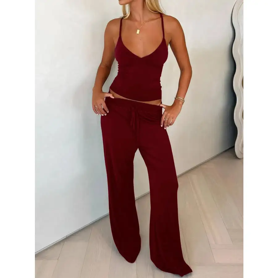 V Neck Cami and Pants Set