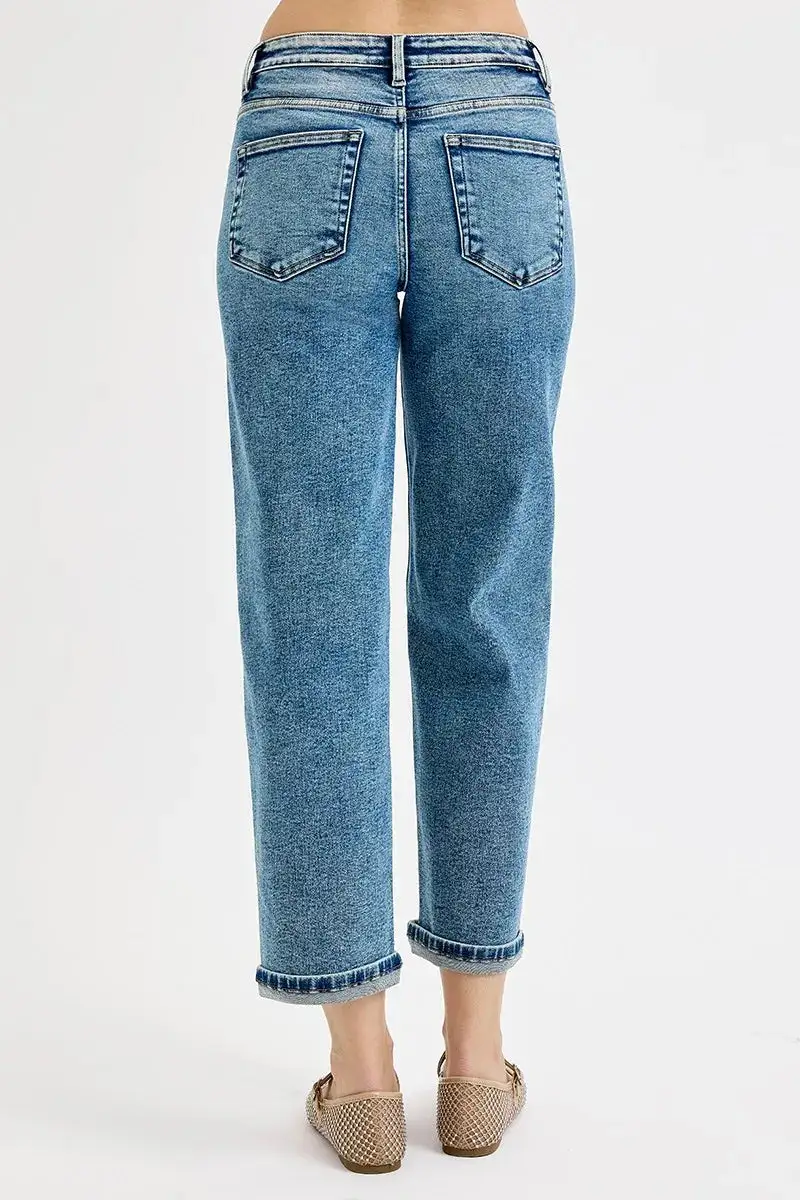 High Rise Crop Boyfriend Plus Denim Jeans