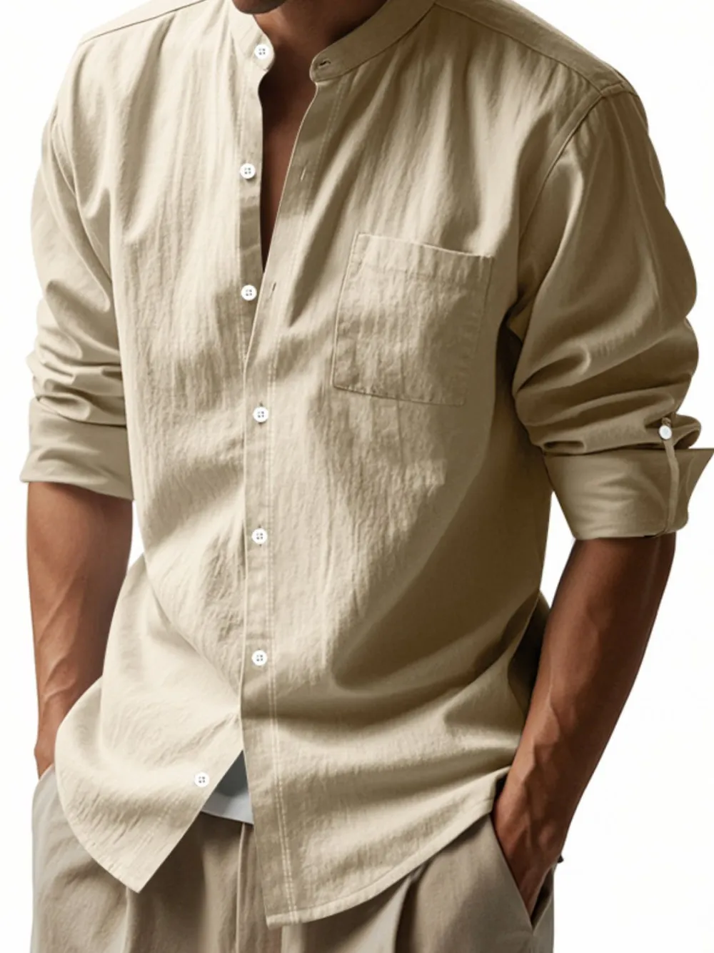Polyester Button Down Long Sleeve Shirt