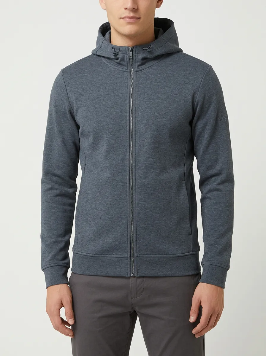Men's Solid Graphic Full-Zip Hoodie