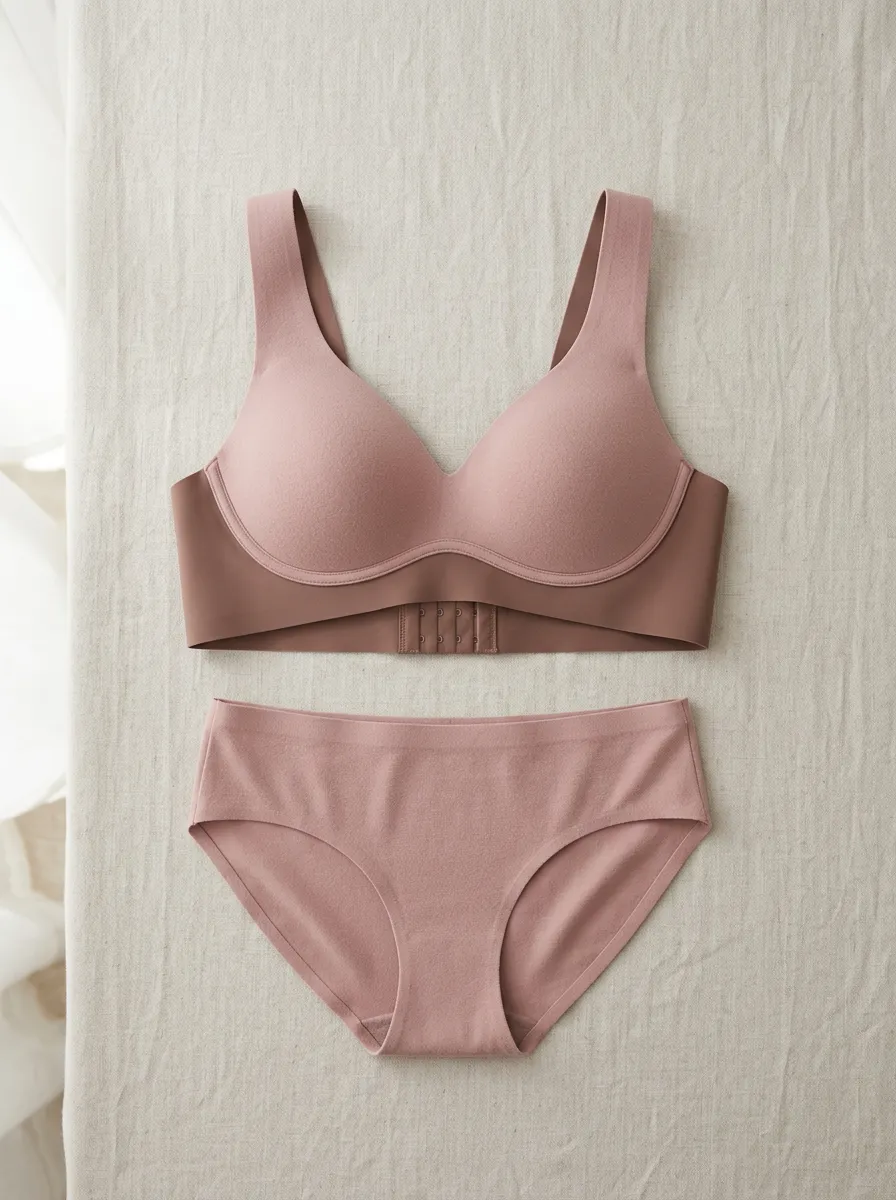 Women's Seamless Dusty Solid Dusty Lingerie Set