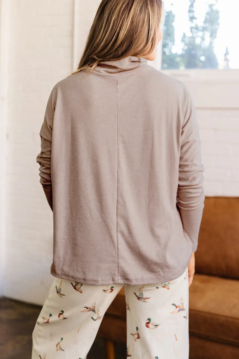 Solid Relaxed Viscose Blend Long Sleeve Blouse