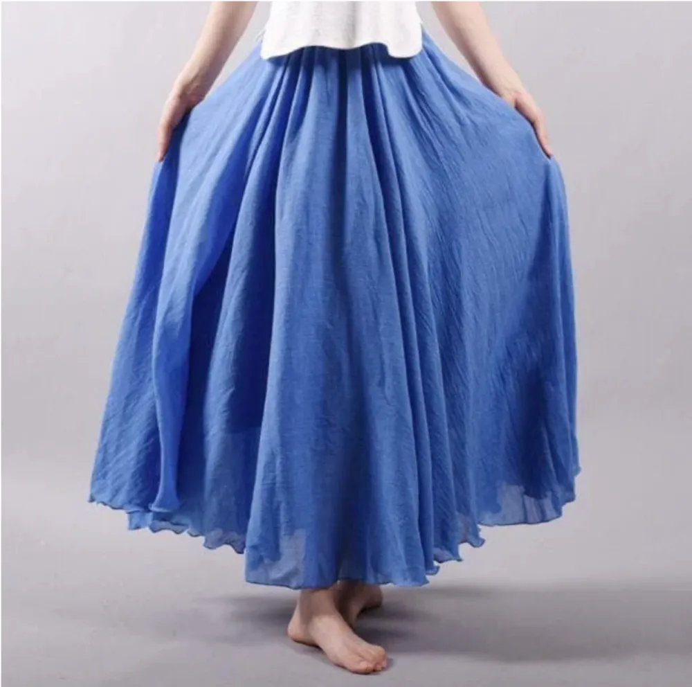 Flowy Elastic Waist Maxi Skirt
