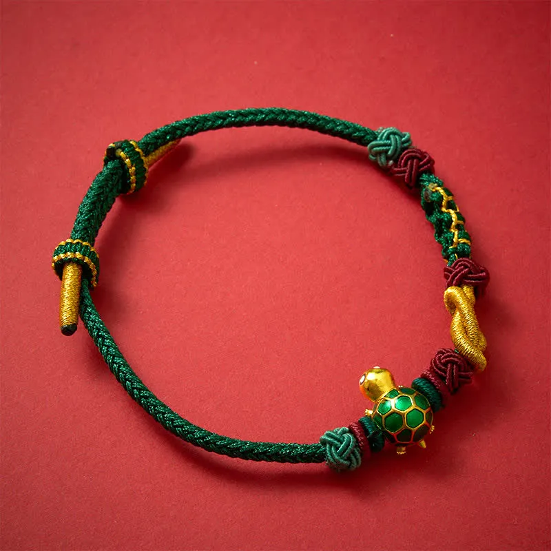 Hand Woven Copper Turtle String Bracelet