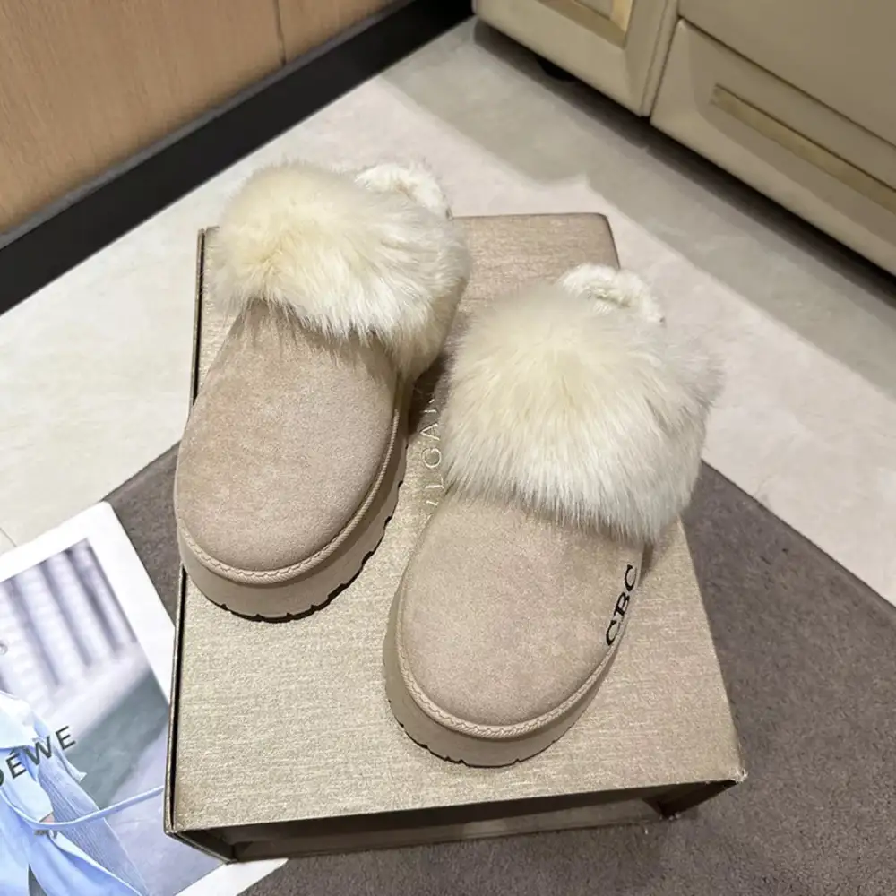 Furry Platform Slippers