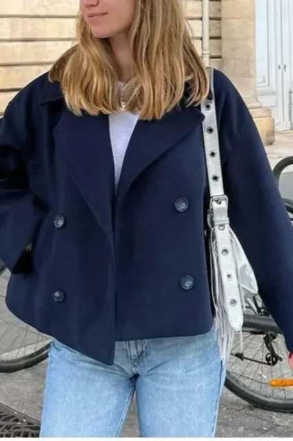 Double-Breasted Cropped Cardigan
