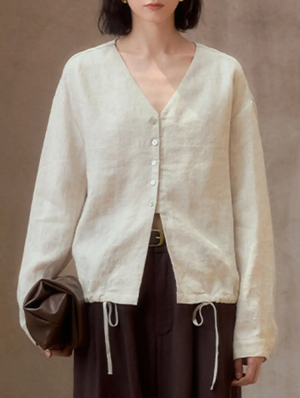Pure Linen V Neck Relaxed Fit Top