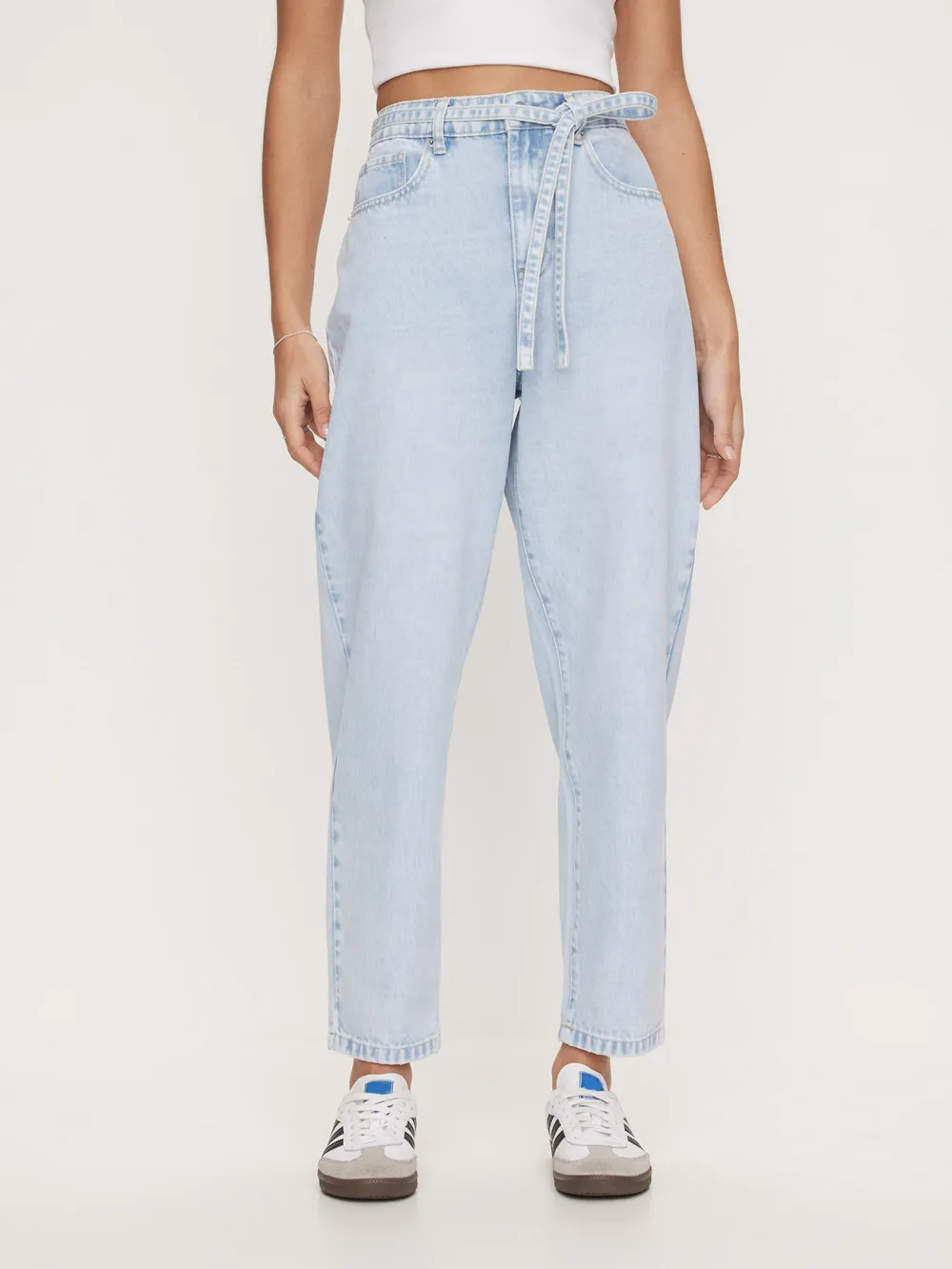 Dark-Colored Drawstring Jeans