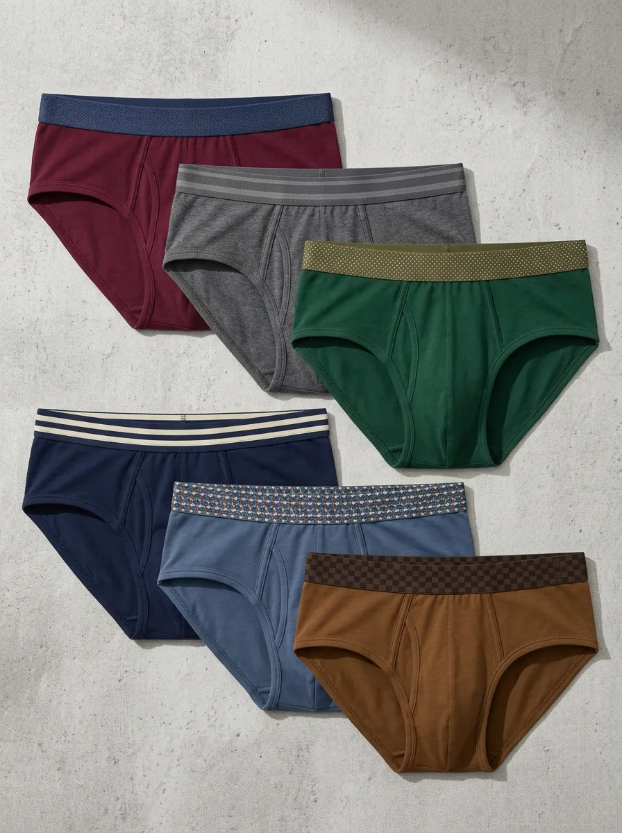 Men's Multi-Pattern Waistband Cotton Briefs 6-Pack