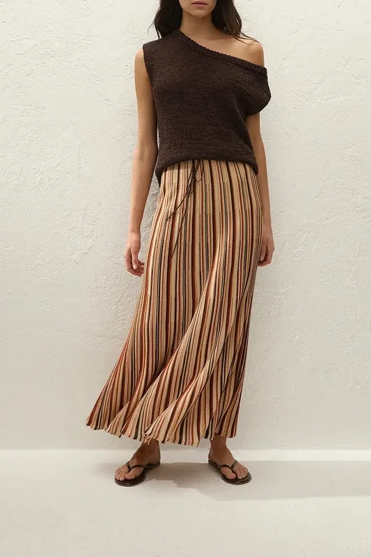Striped Knit Midi Skirt