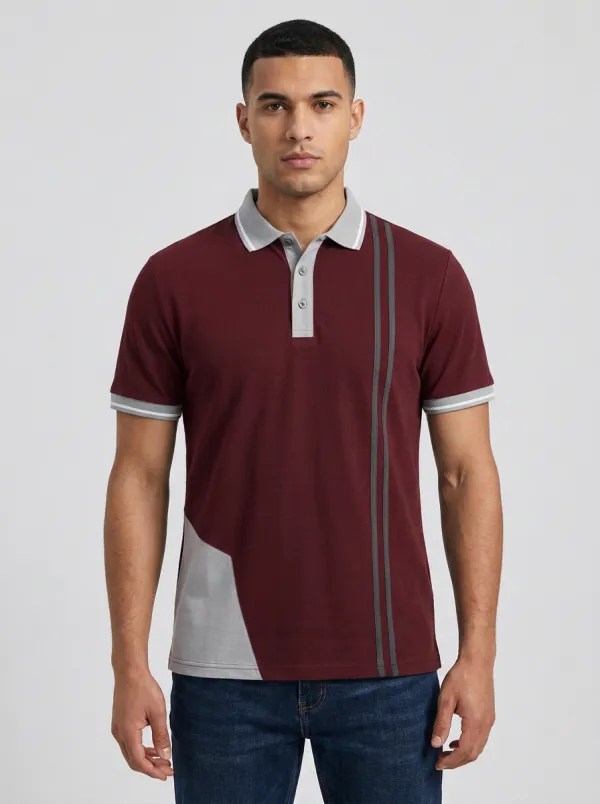 Men's Casual Modern Geometric Striped Printed Polo Shirt