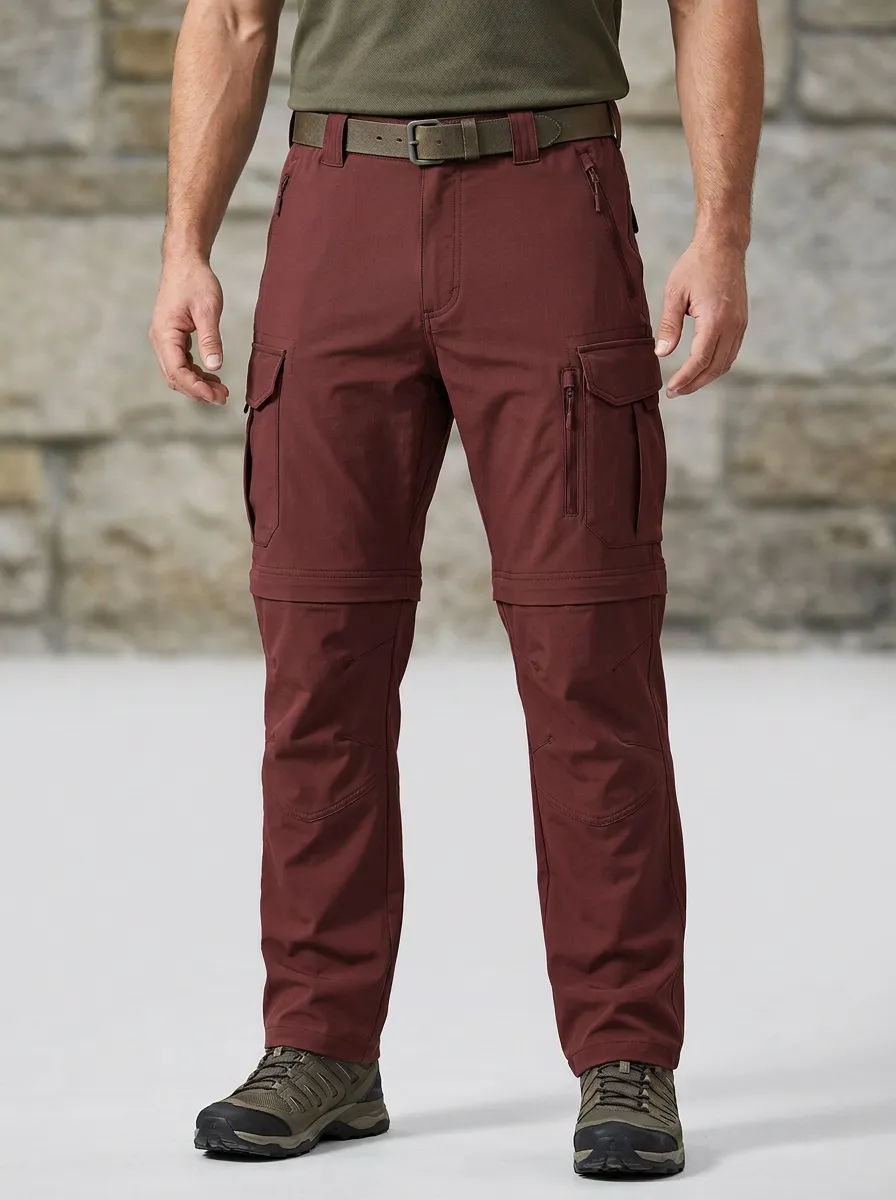 Men's Adventure Travel Multi-Pocket Waterproof Zip-Off Tactical Cargo Pants