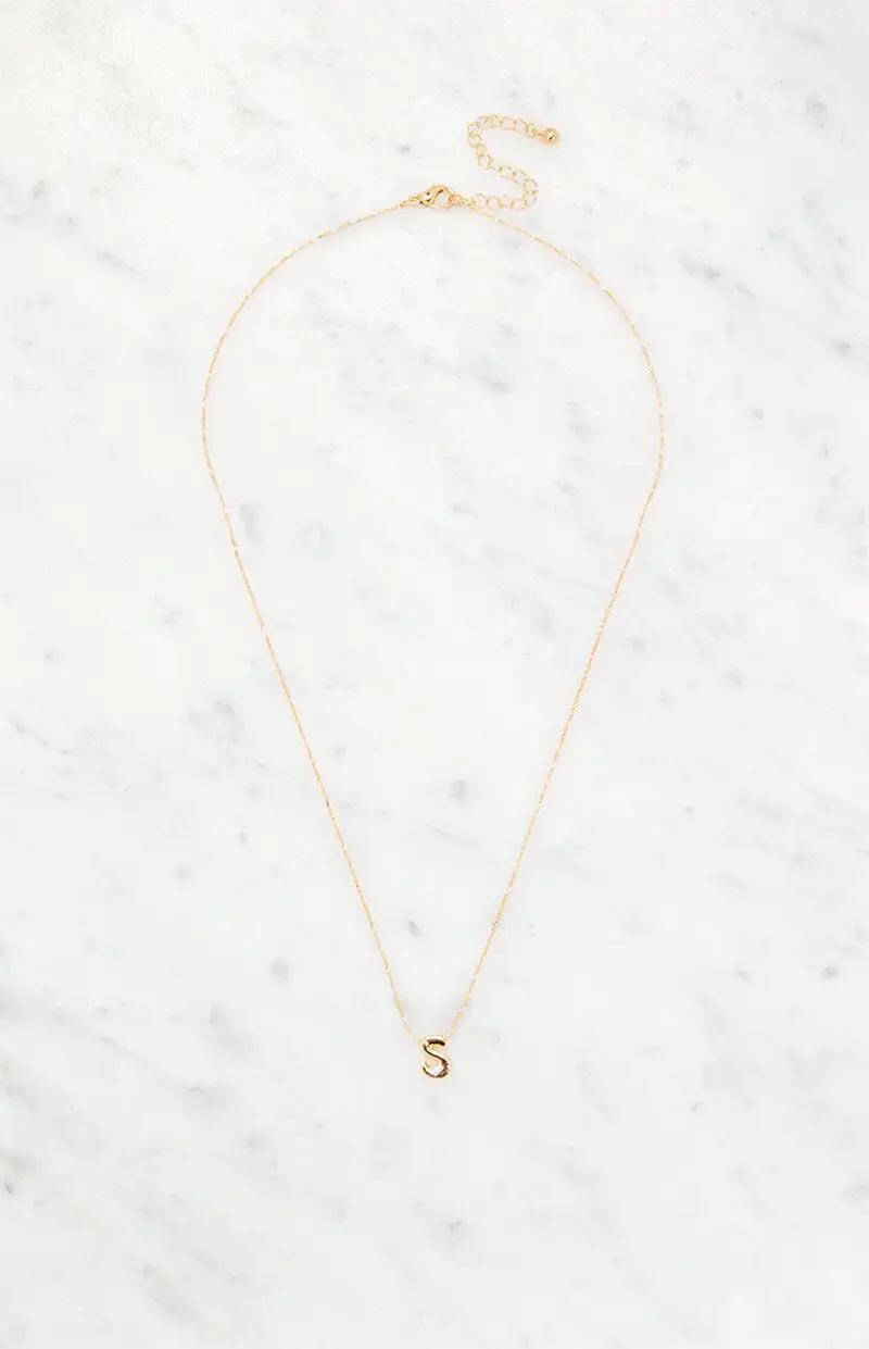 LA Hearts S Initial 14K Gold Plated Necklace