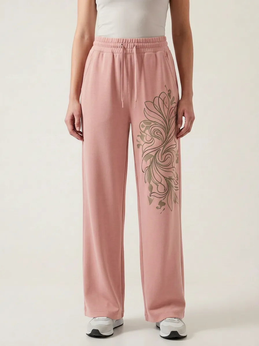Women's Charcoal Drawstring Waist Wide-Leg Sweatpants
