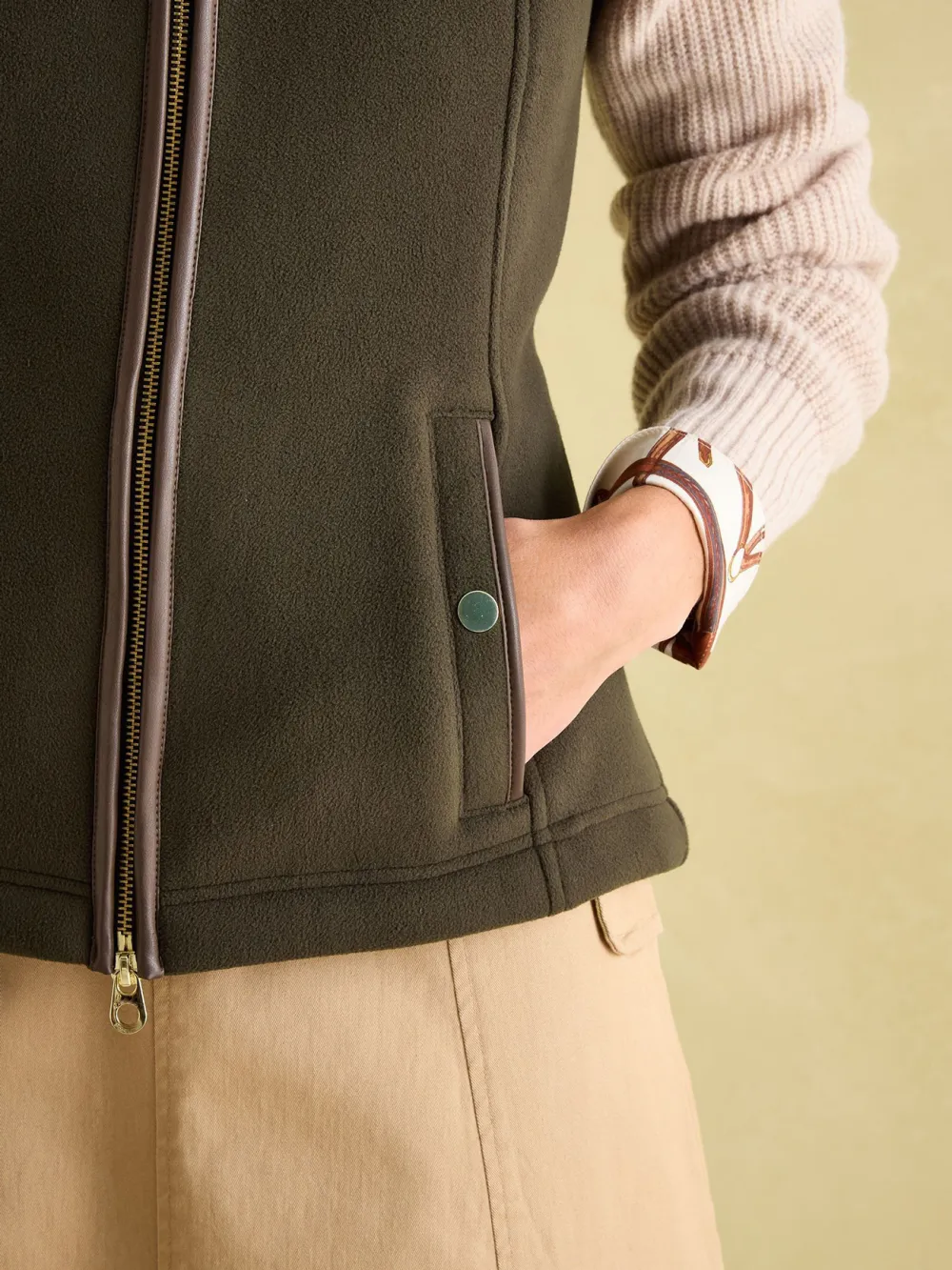 Slight Stretch Green Fleece Gilet