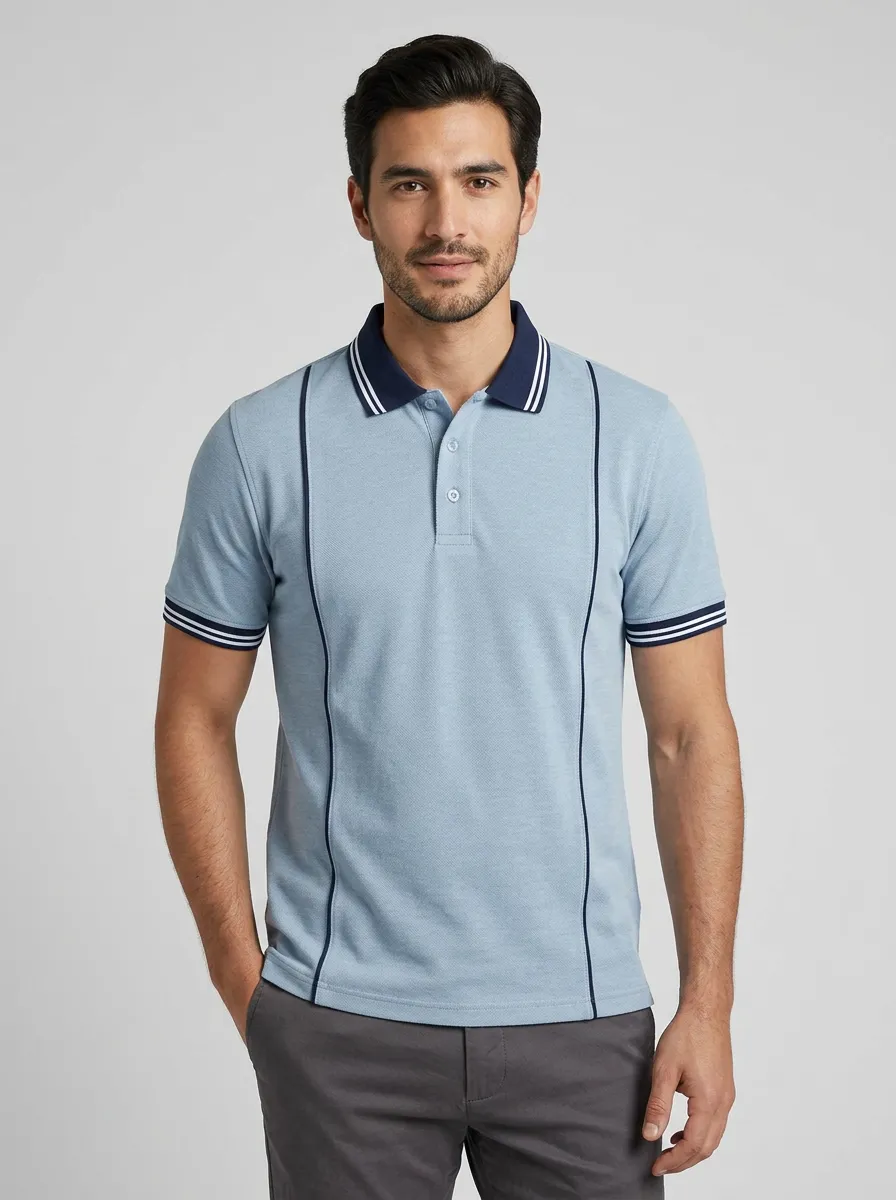 Men's Modern Relaxed Fit Contrast Trim Polo Shirt