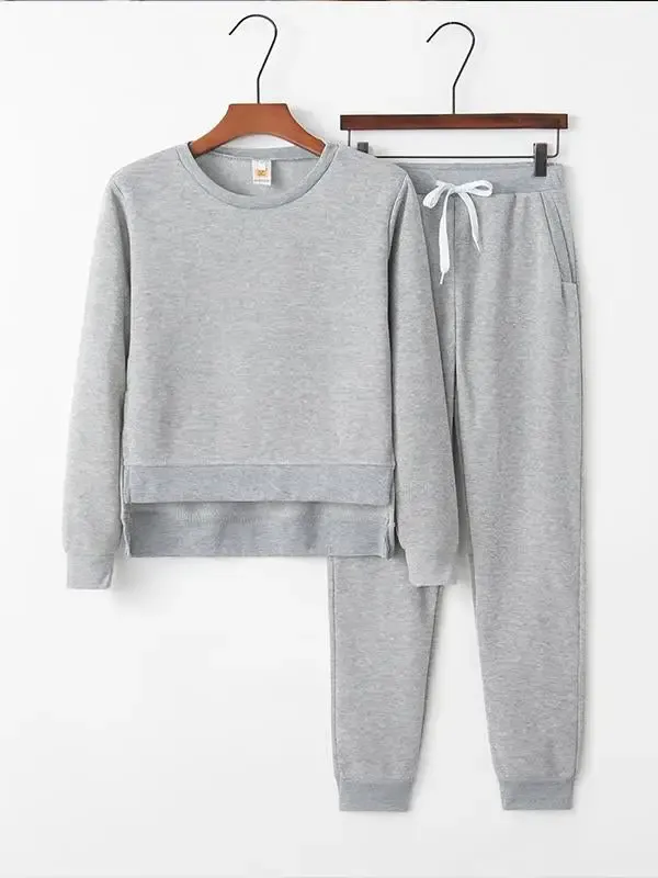 Two Sets with Irregular Split Hoodie for Women