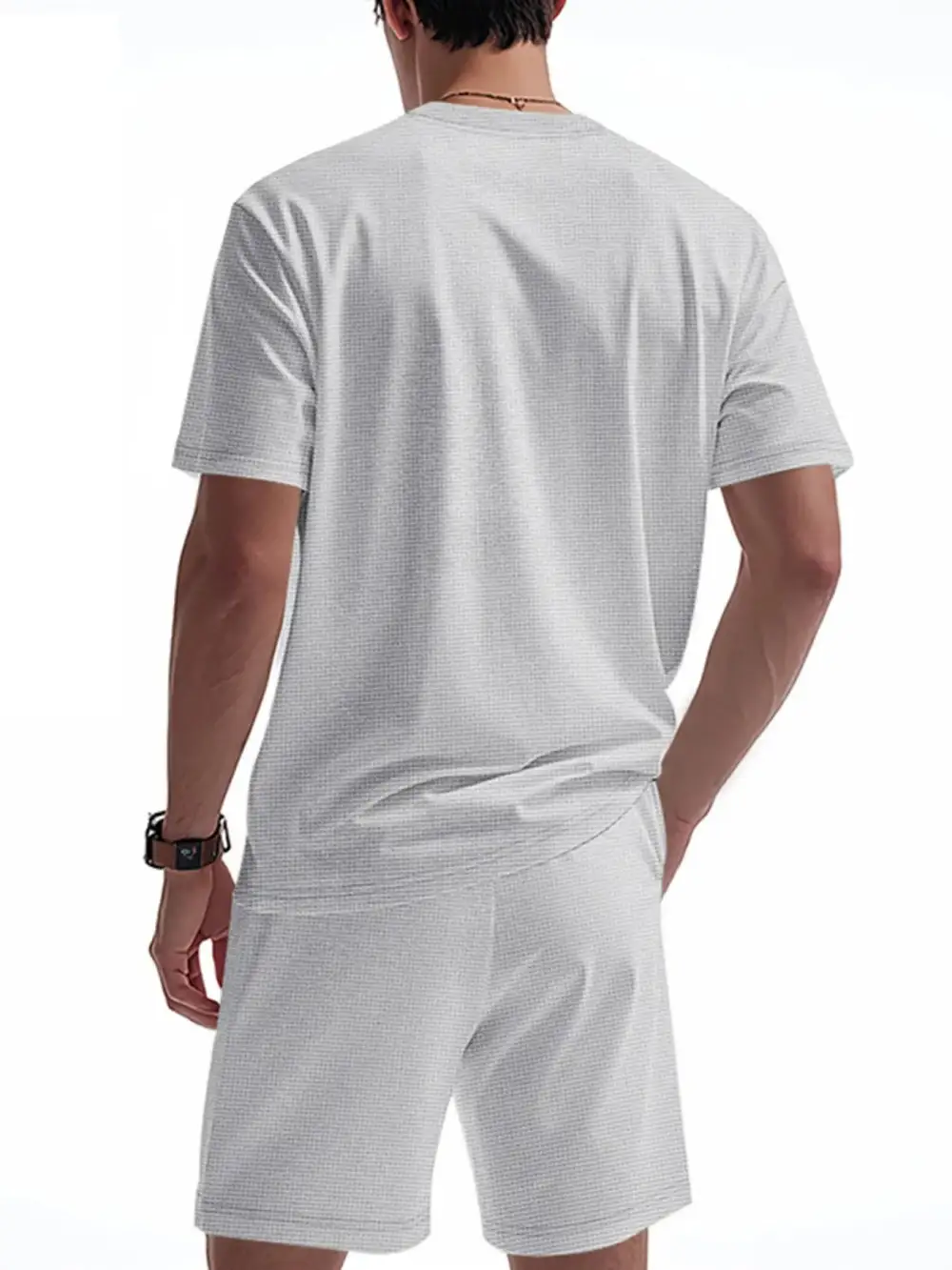 Short Sleeve Round Neck Top And Shorts Set
