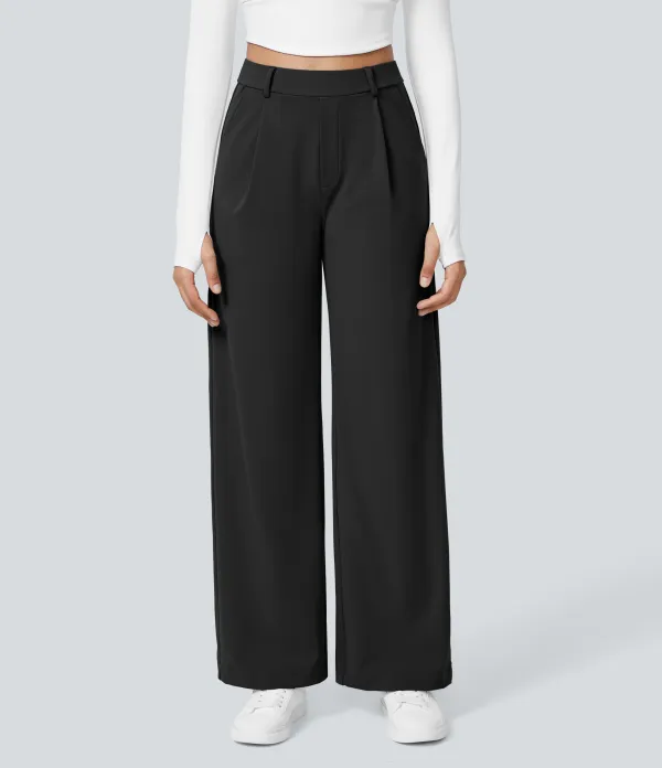 2026🔥  High Waisted Pocket Straight Leg Work Pants