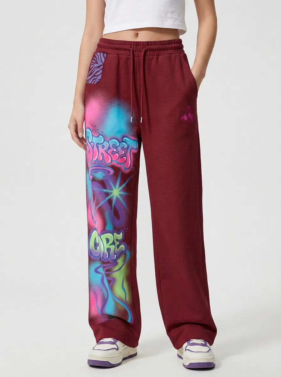 Women's Streetwear Graffiti Art Zebra Print Printed Sweatpants