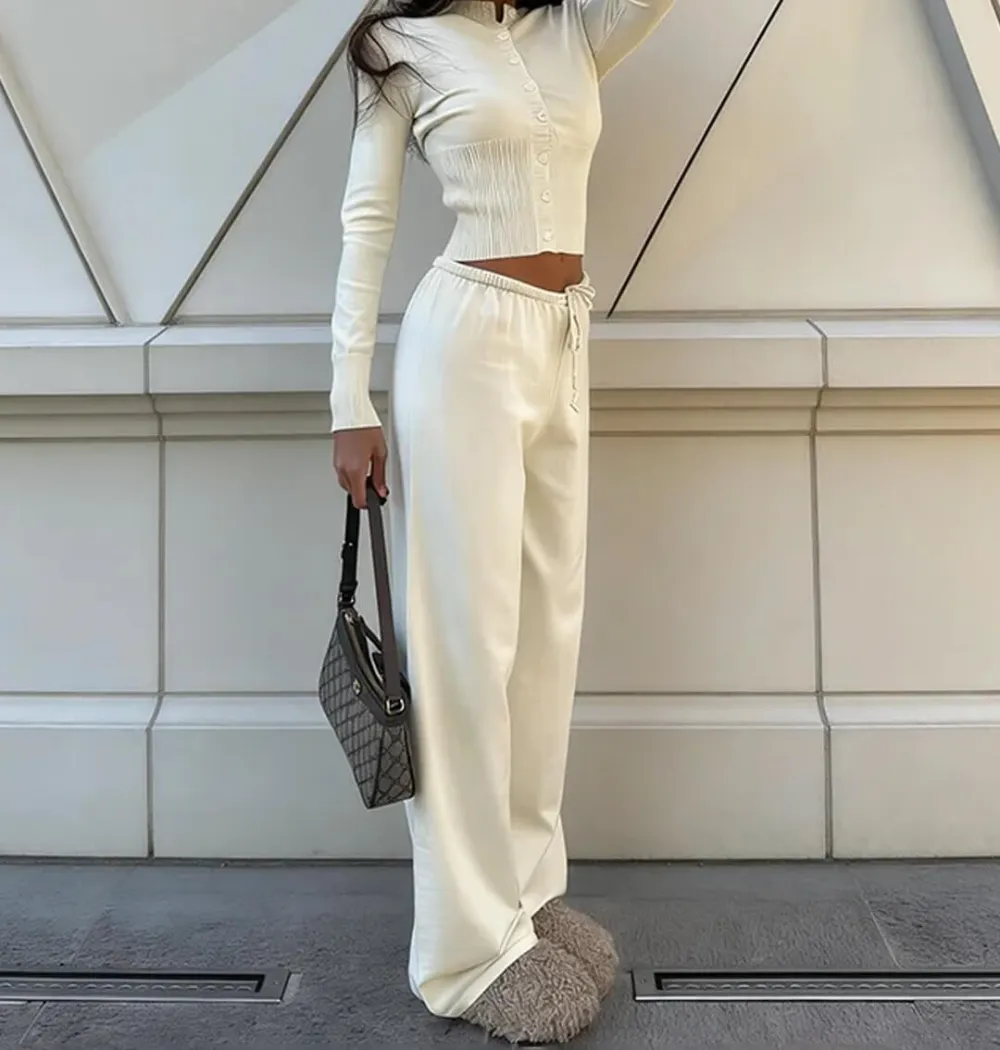 Knitted Cardigan & Trousers Set