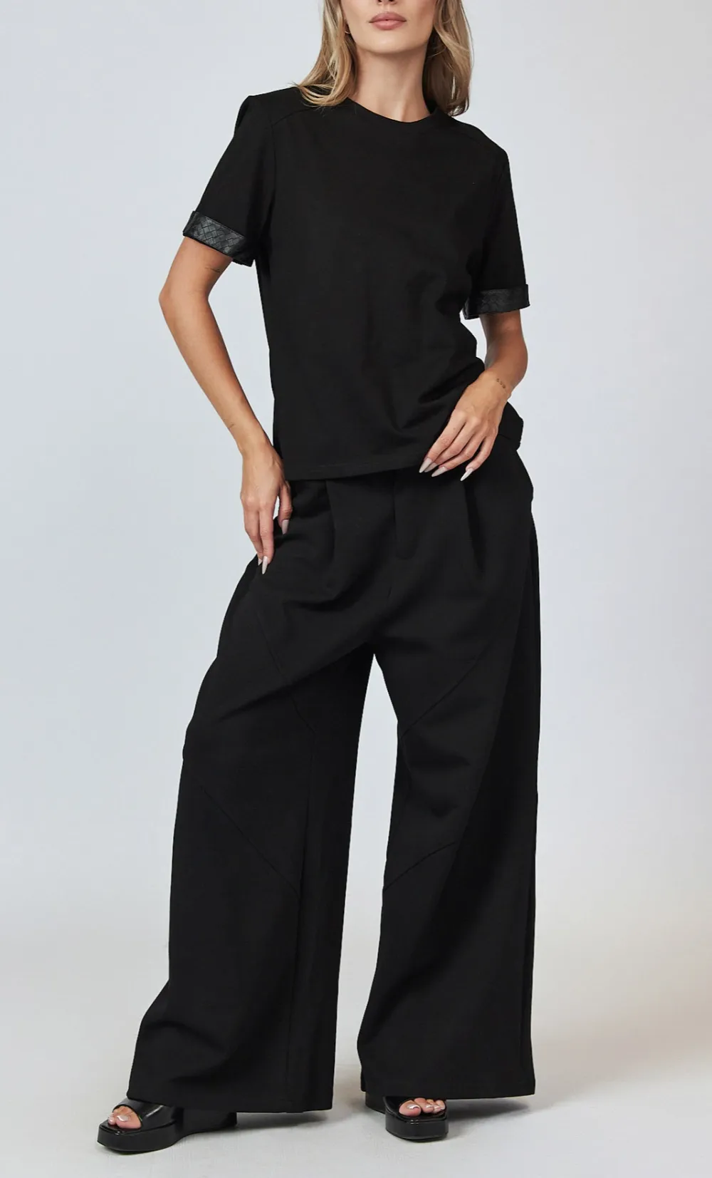 Faux Leather Layered T-Shirt