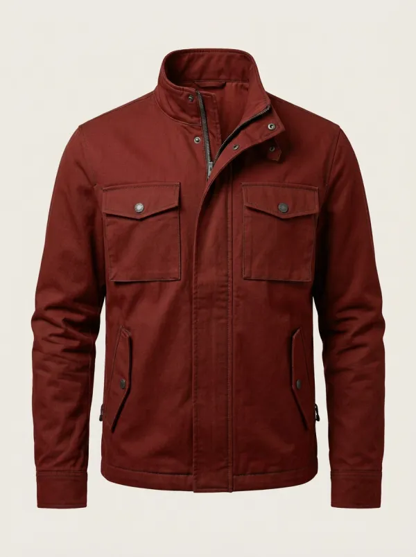 Men's Military Style Olive Green Utility Printed Jacket