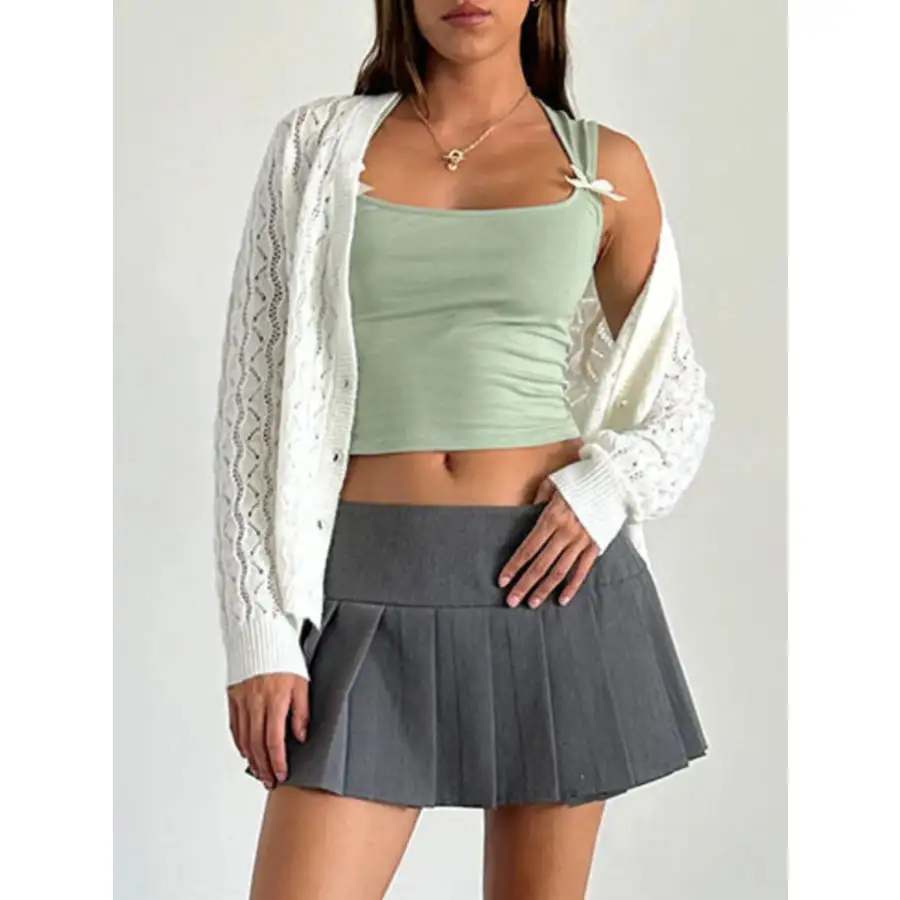 Bow Detail Square Neck Cropped Tank