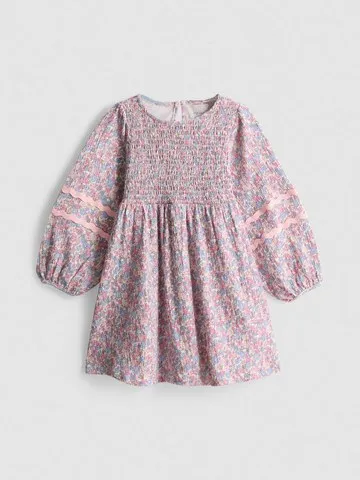 1-9yrs | Crinkle Balloon Sleeve Smock Dress