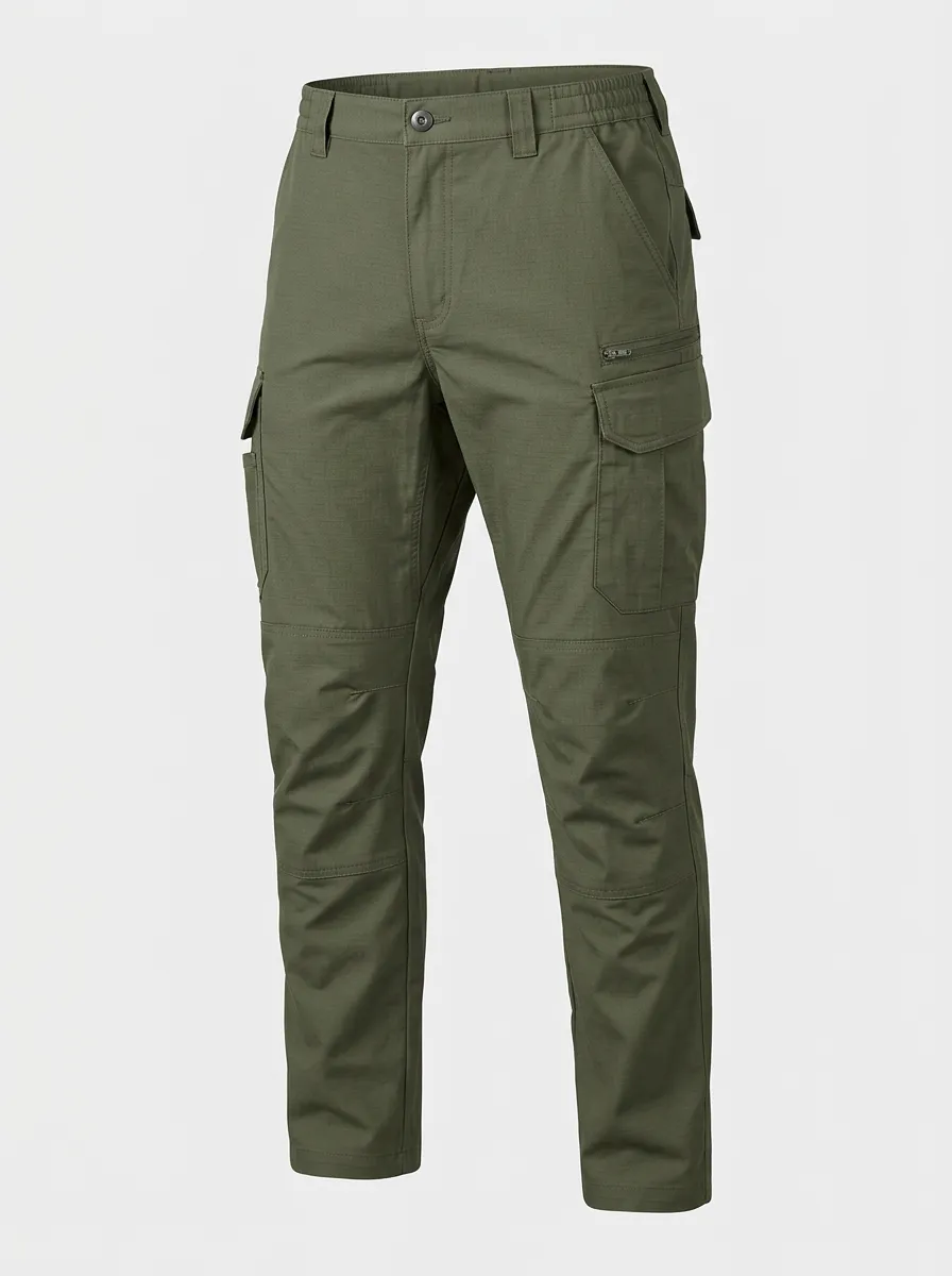Men's Elastic-Waist Reinforced-Knee Utility Cargo Pants