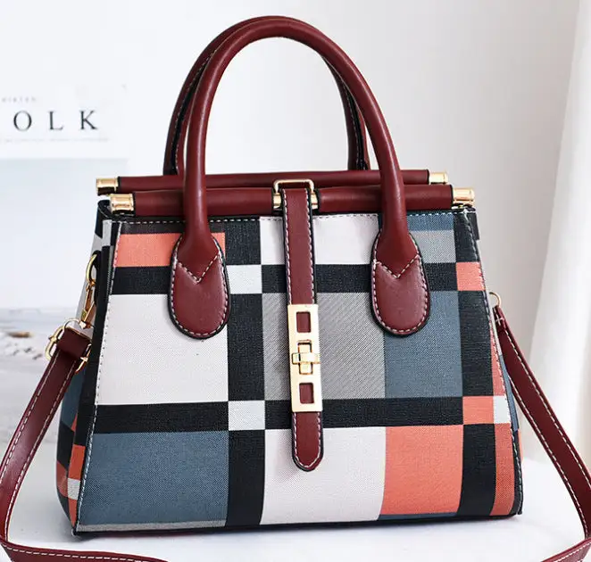 European American Style Large PU Handbag Boston Horizontal