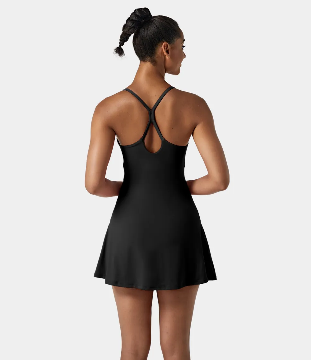 Softlyzero Airy Backless Cut Out 2-in-1 Pocket Cool Touch Mini Activity Dress