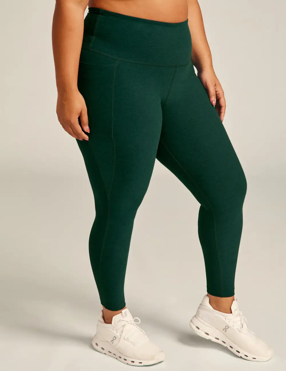 Pocketed Green Leggings For Functional Casual Style