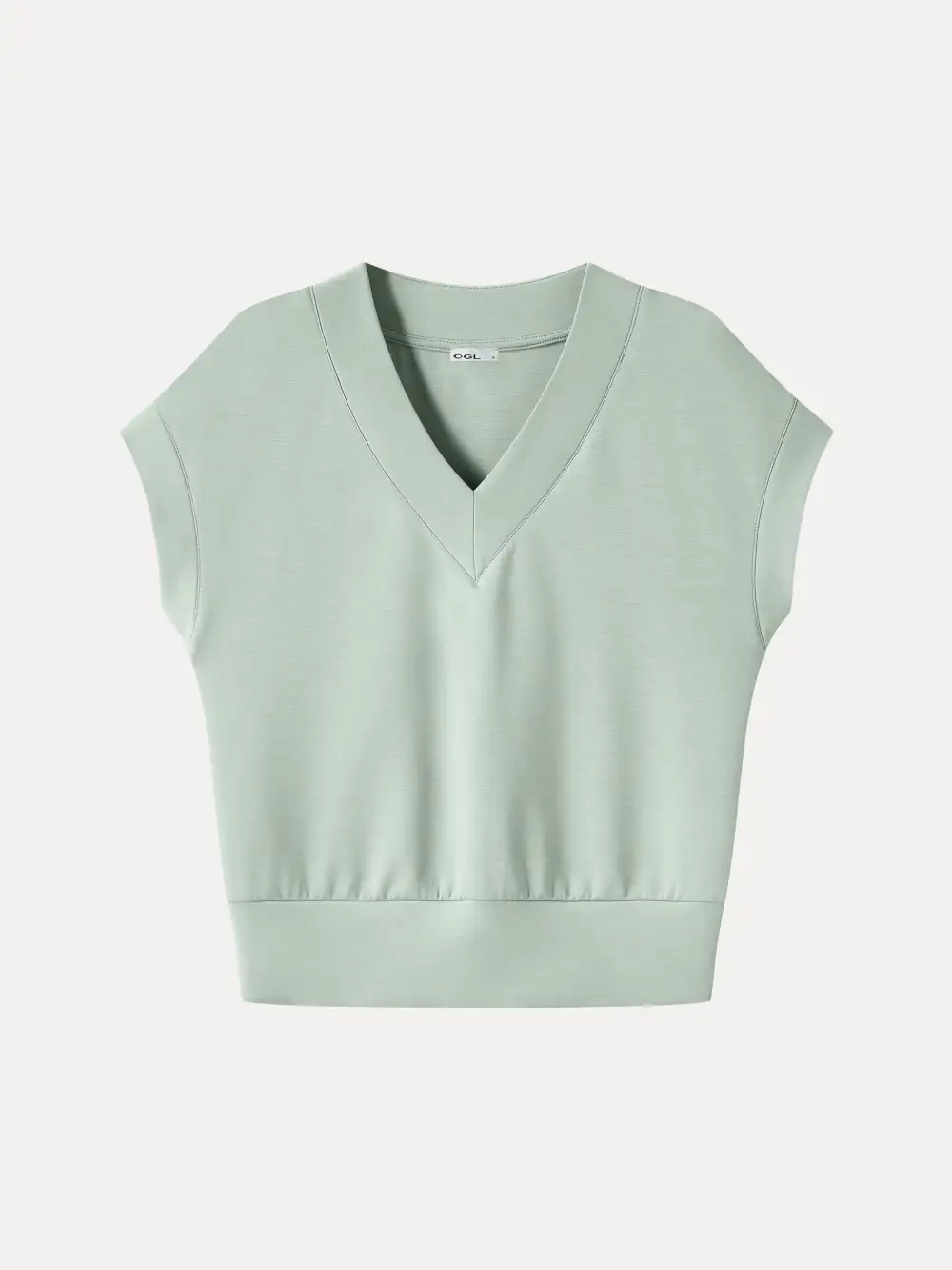 Lyocell Spacer Knit V-Neck Banded Hem Top